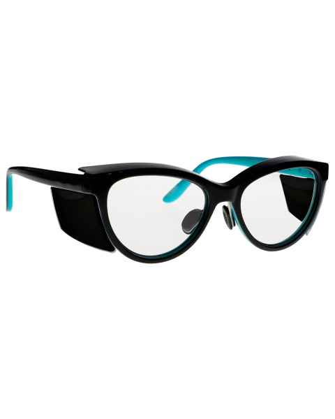 Plastic Frame Radiation Safety Glasses Model T9730 - Black with Teal