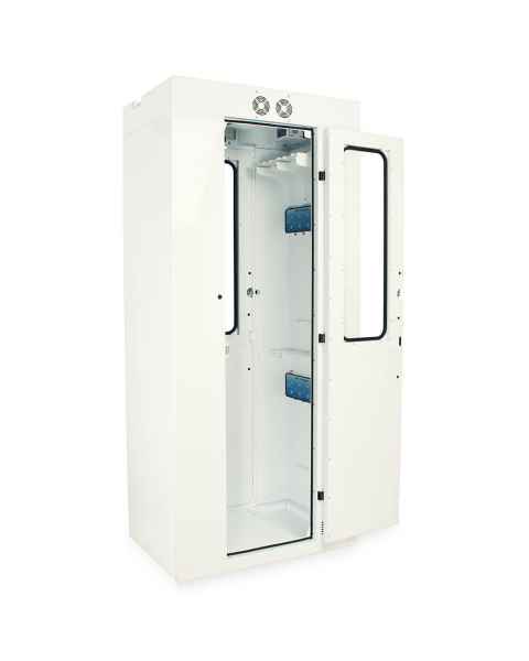 Harloff SC80WTDRDP-10-DSS2305 White Powder Coated Steel SureDry Pass Through 10 Scope Drying Cabinet with Dri-Scope Aid - Key Locking Tempered Glass Doors