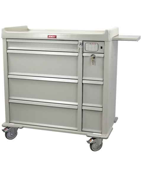 Harloff Standard Line 600 Punch Card Medication Cart with CompX Electronic Lock, Single Wide Narcotics Drawer