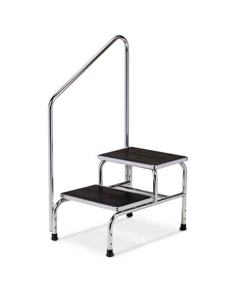 Clinton Model T-6850 Double-Step Chrome Bariatric Step Stool with Handrail