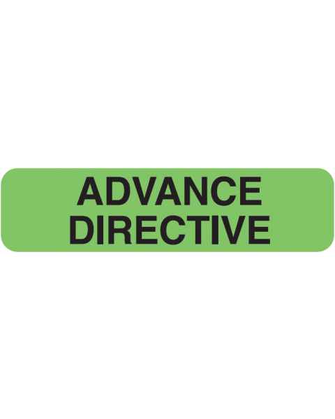 ADVANCE DIRECTIVE Label - Size 1 1/4"W x 5/16"H - Fluorescent Green