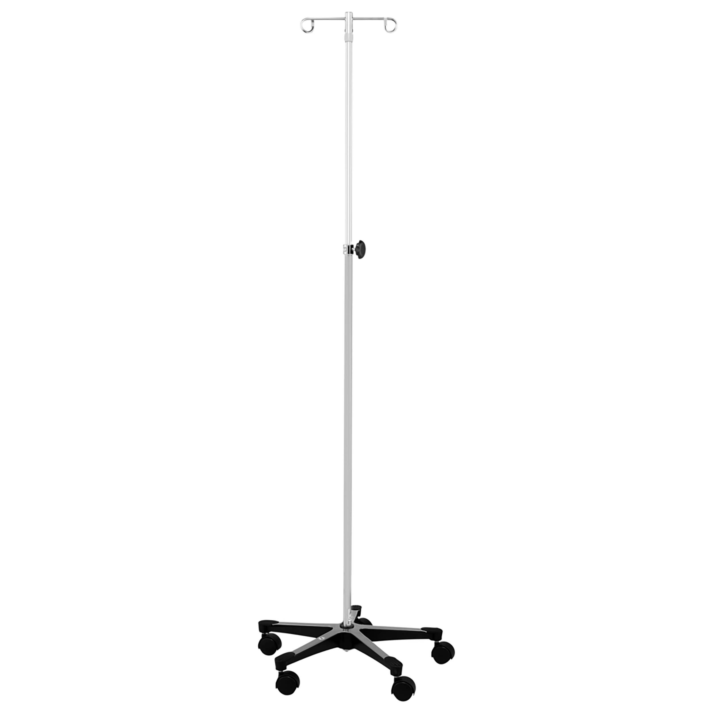 Height Adjustable Chrome 5-Leg IV Stand with Detachable Hook Top