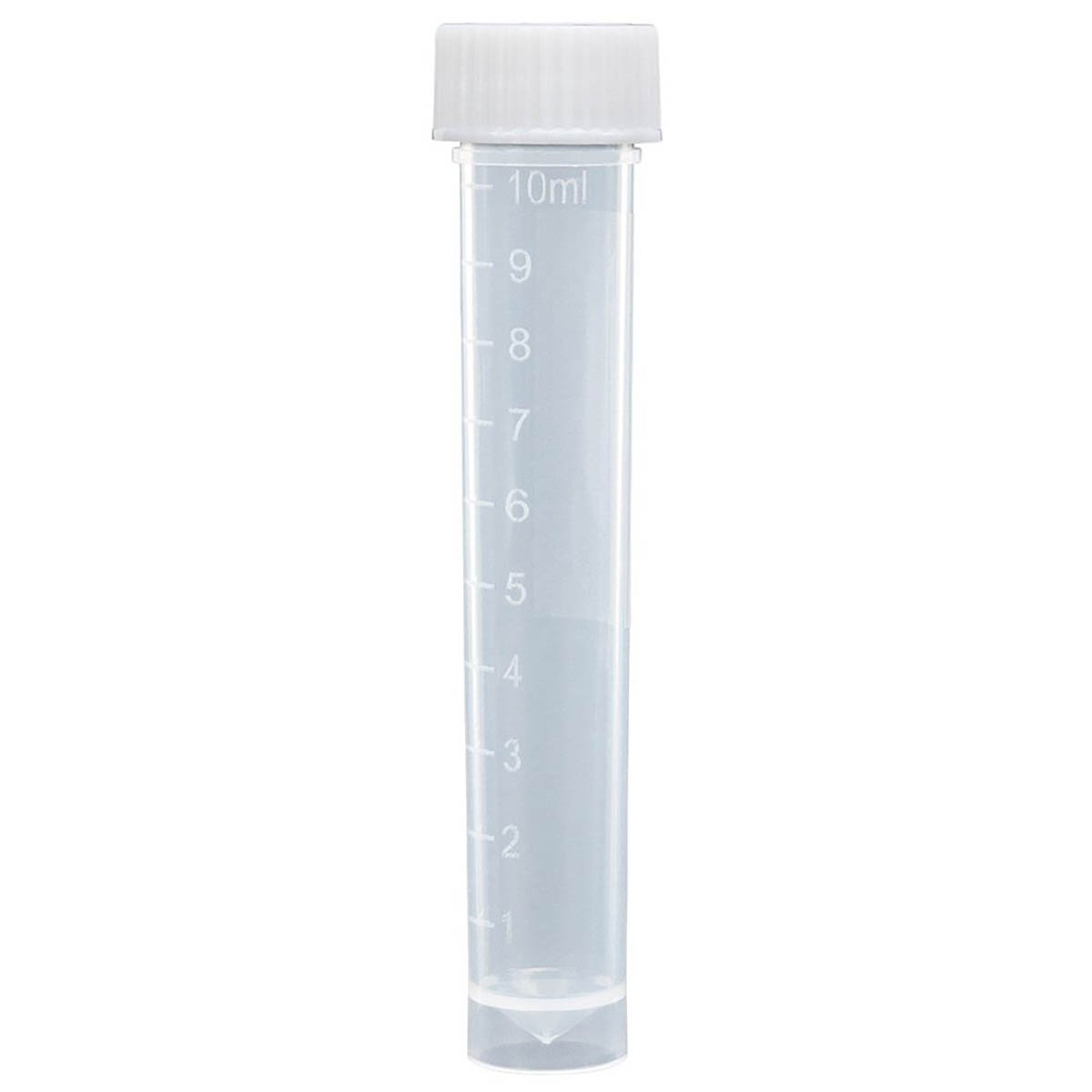 Transport Tubes 10mL - PP Self-Standing Conical Bottom with Unassembled PE White Screw Cap (Case of 1000)