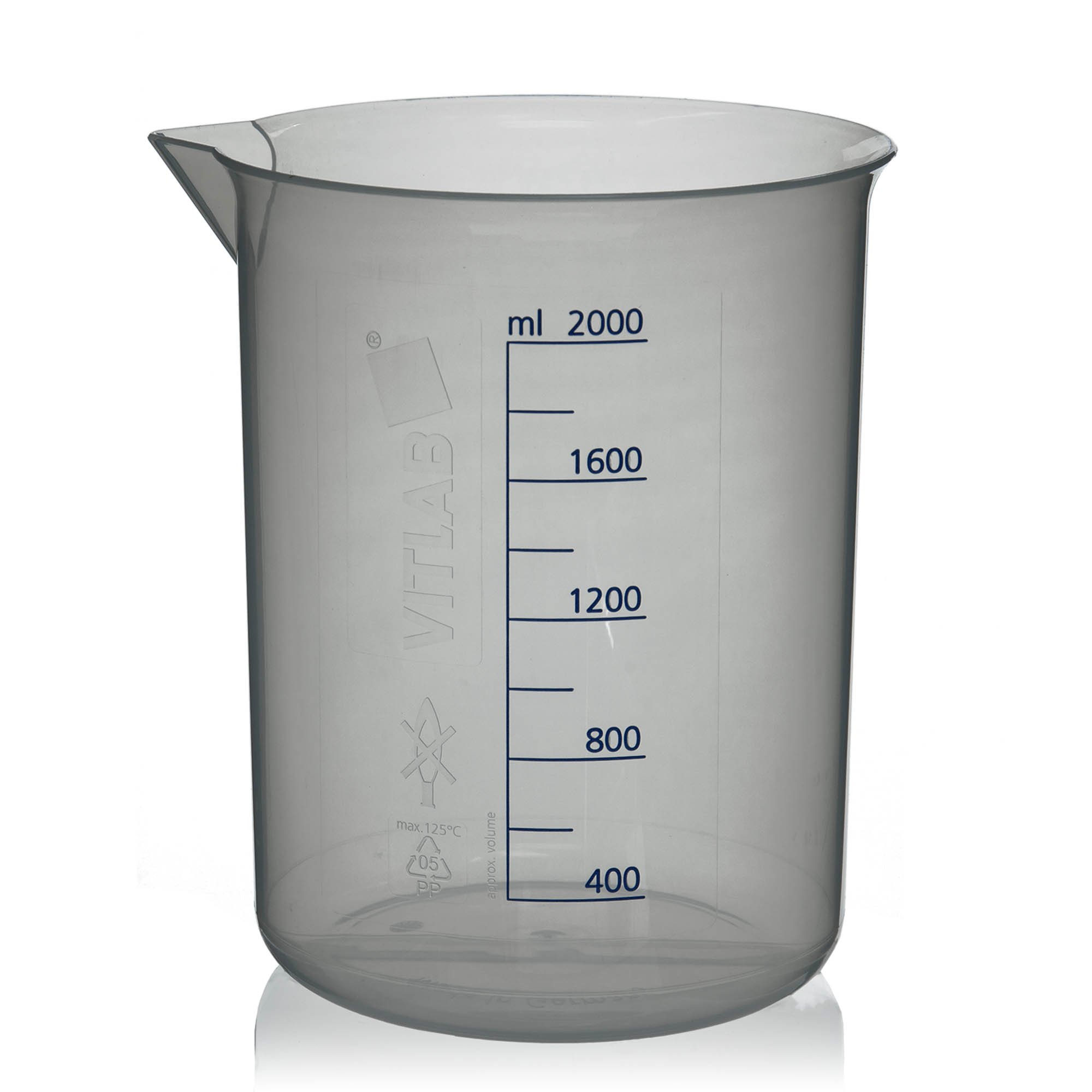 BrandTech Polypropylene Griffin Beaker - 2000mL (Pack of 6)