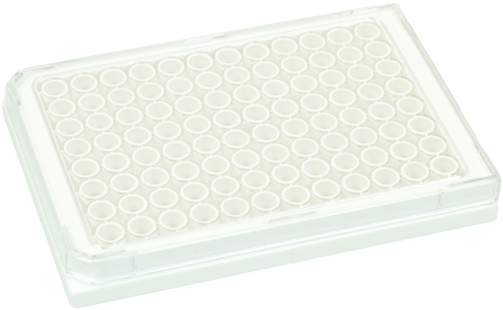 BRANDplates cellGrade Premium Treated Sterile Surface 96-Well Plate - White, Transparent F-Bottom