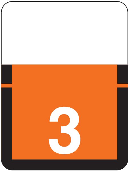 Tab Products 1306 Match Numeric Color Roll Labels - Number 3 - Dark Orange