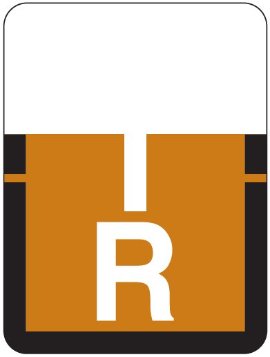 Tab Products 1307 Match Alpha Roll Labels - Letter R - Brown Label