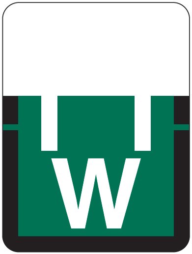 Tab Products 1307 Match Alpha Roll Labels - Letter W - Dark Green Label