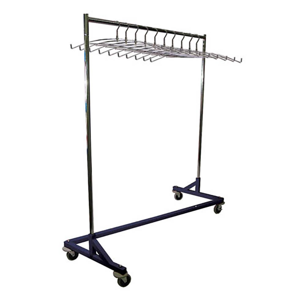 Mobile Z-Base Apron Storage Rack with 10 Steel Apron Hangers