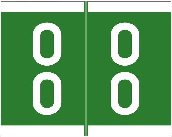 Barkley FDAVM Match AVDM Series Numeric Roll Labels - Number 00 To 09 - Green