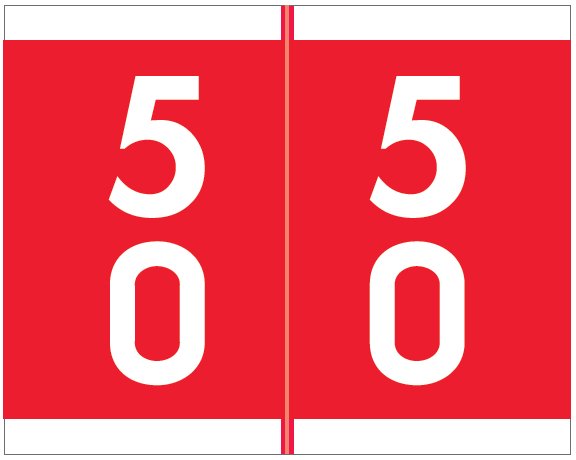 Barkley FDAVM Match AVDM Series Numeric Roll Labels - Number 50 To 59 - Red
