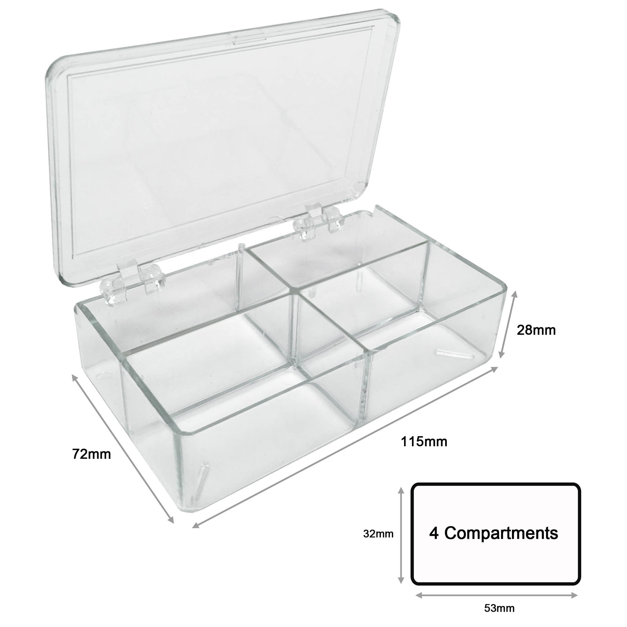 MultiBox Clear Western Blot Box - 4 Compartments 32 x 53 x 28mm Each (Pack of 6)