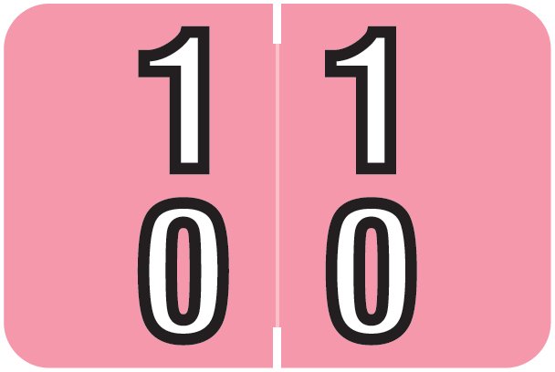 Barkley FDBKM Match BADM Series Numeric Roll Labels - Number 10 To 19 - Pink