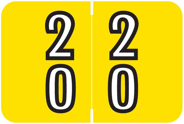Barkley FDBKM Match BADM Series Numeric Roll Labels - Number 20 To 29 - Yellow
