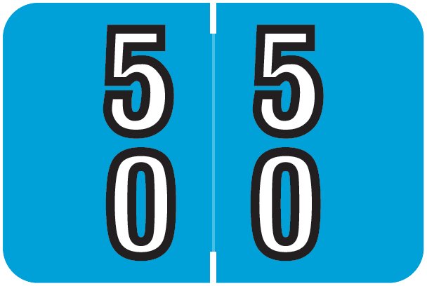 Barkley FDBKM Match BADM Series Numeric Roll Labels - Number 50 To 59 - Blue