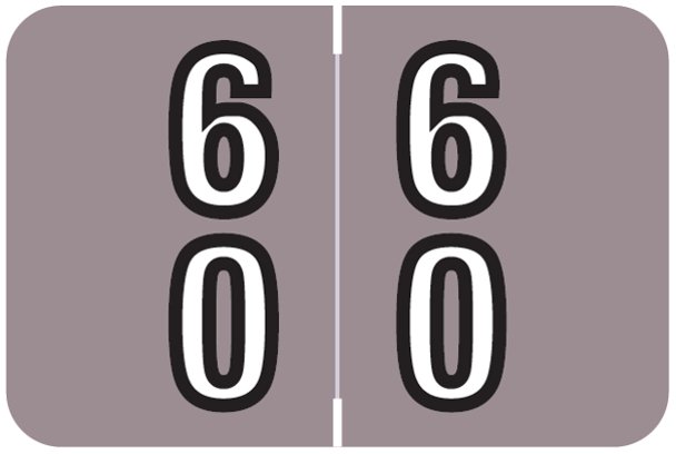 Barkley FDBKM Match BADM Series Numeric Roll Labels - Number 60 To 69 - Lavender