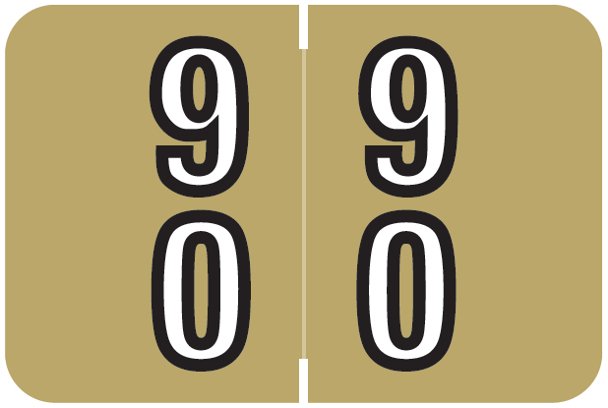 Barkley FDBKM Match BADM Series Numeric Roll Labels - Number 90 To 99 - Gold