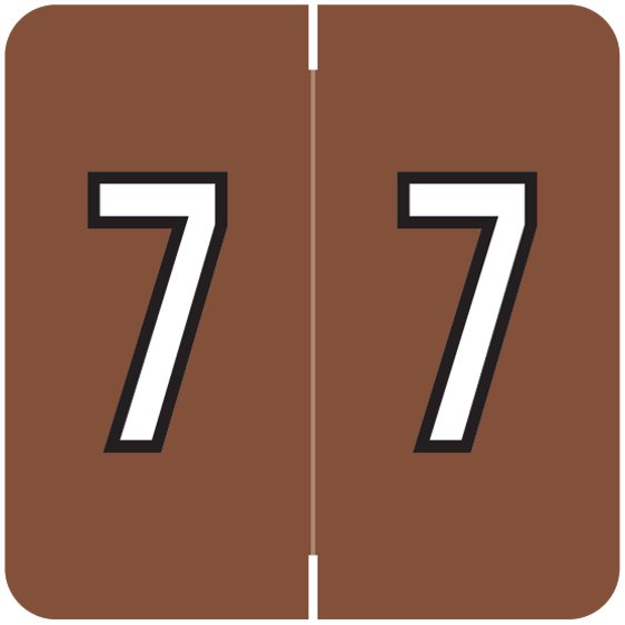 Barkley FNBRM Match BKNM Series Numeric Roll Labels - Number 7 - Brown