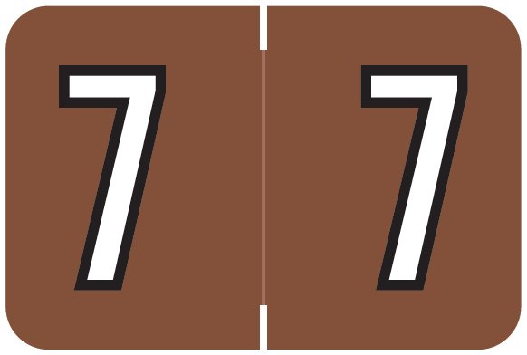 Barkley FNBKM Match BRNM Series Numeric Roll Labels - Number 7 - Brown