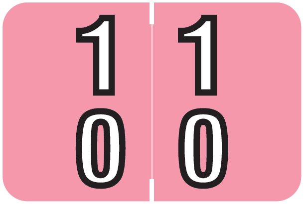 Barkley FDDBM Match BXDM Series Numeric Roll Labels - Number 10 To 19 - Pink