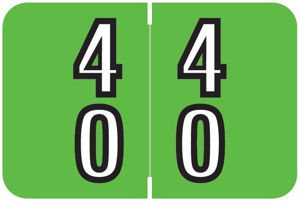 Barkley FDDBM Match BXDM Series Numeric Roll Labels - Number 40 To 49 - Green