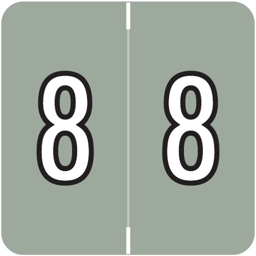 Barkley FNDBM Match BXNM Series Numeric Roll Labels - Number 8 - Gray