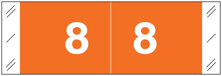 Tabbies 11850 Match CBNM Series Numeric Roll Labels - Number 8 - Orange