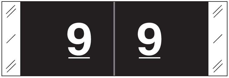 Tabbies 11850 Match CBNM Series Numeric Roll Labels - Number 9 - Black