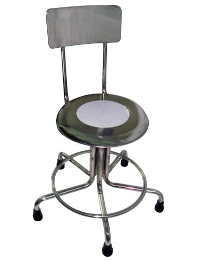 MRI Non-Magnetic Stainless Steel Stool with Backrest & Rubber Tips - 21