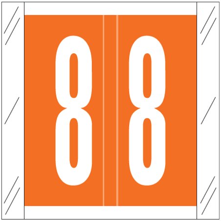 Tabbies 11500 Match CLNM Series Numeric Roll Labels - Number 8 - Orange