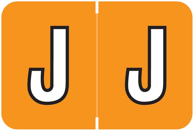 Colwell Jewel Tone Match COAM Series Alpha Roll Labels - Letter J - Light Orange Label