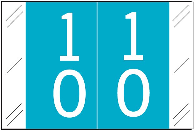 Tabbies 11200 Match CRDM Series Numeric Roll Labels - Number 10 To 19 - Light Blue