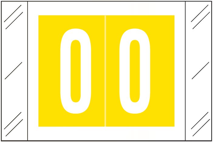 Tabbies 11000 Match CRNM Series Numeric Roll Labels - Number 0 - Yellow