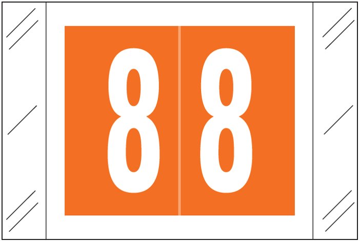 Tabbies 11000 Match CRNM Series Numeric Roll Labels - Number 8 - Orange