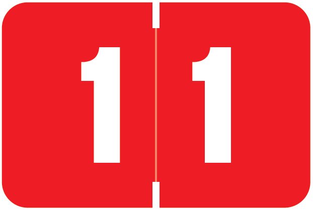 Digi Color Match DCNM Series Numeric Roll Labels - Number 1 - Red