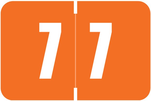 Digi Color Match DCNM Series Numeric Roll Labels - Number 7 - Orange