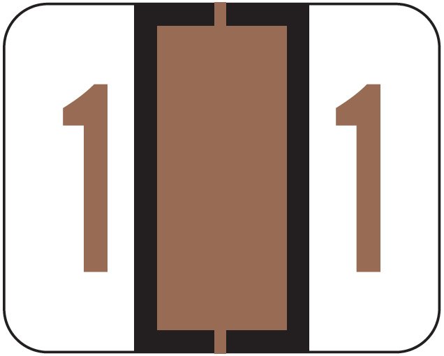 File Doctor Match FDNV Series Numeric Roll Labels - Number 1 - Brown