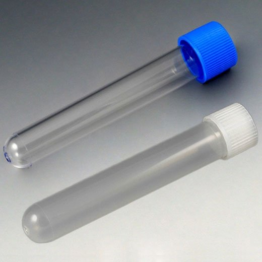 Test Tube with Attached Blue Screw Cap, 16 x 100mm (10ml), PS