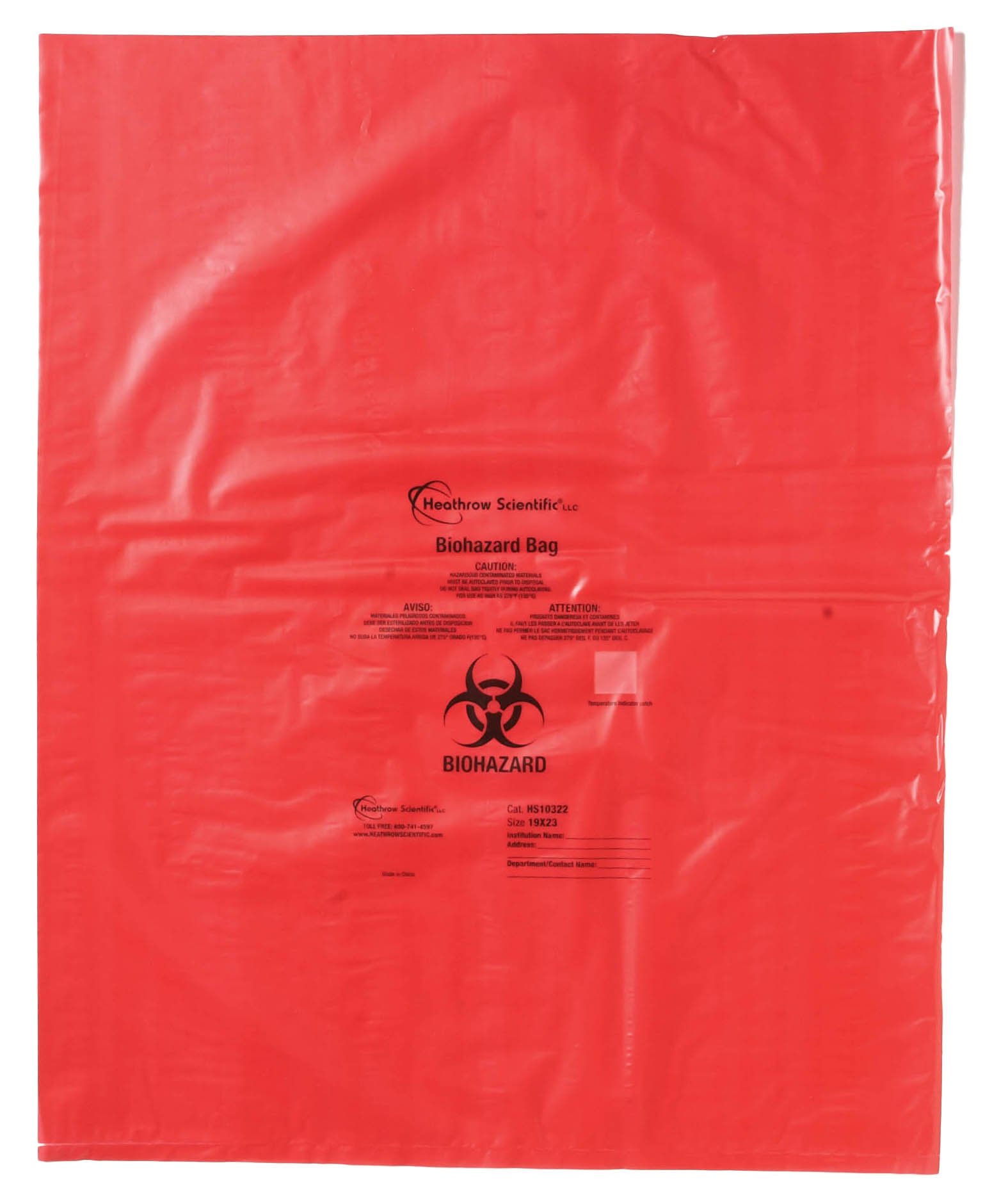 HS Biohazard Bags - 1.57mil Thick x 483mm W x 584mm L (19