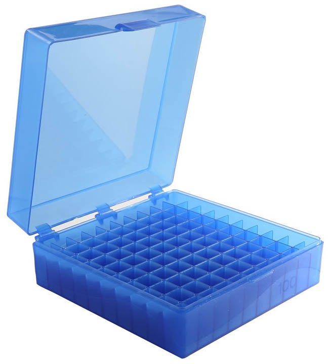100-Well Hinged Storage Box - Blue