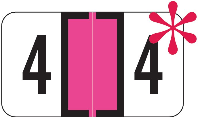 Jeter 0300 Match JANM Series Numeric Roll Labels - Number 4 - Fluorescent Pink
