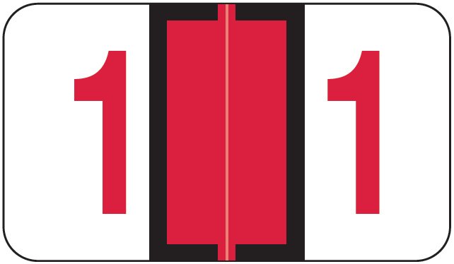 Jeter 6100/Tab Match JRNM Series Numeric Roll Labels - Number 1 - Red