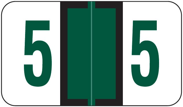 Jeter 6100/Tab Match JRNM Series Numeric Roll Labels - Number 5 - Dark Green