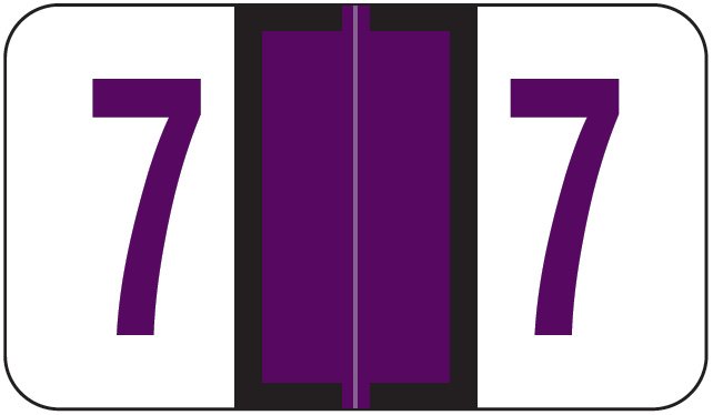 Jeter 6100/Tab Match JRNM Series Numeric Roll Labels - Number 7 - Purple