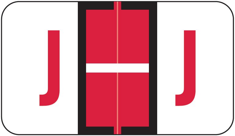 Jeter 5190 Match JXAM Series Alpha Roll Labels - Letter J - Red