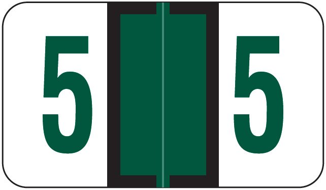 Jeter 6190 Match JXNM Series Numeric Roll Labels - Number 5 - Dark Green