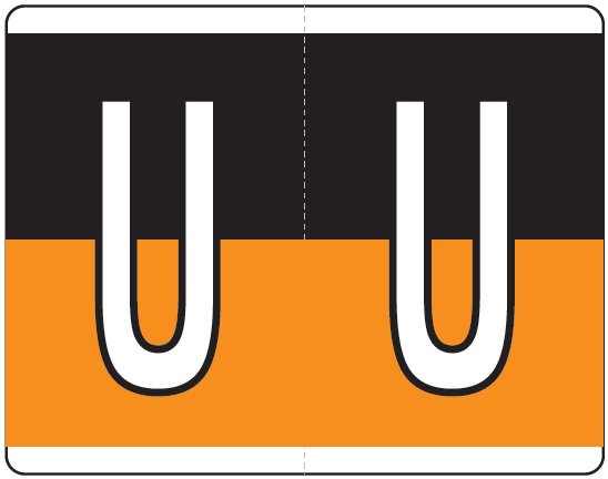 Kardex PSF-139 Match KXAM Series Alpha Roll Labels - Letter U - Black and Orange