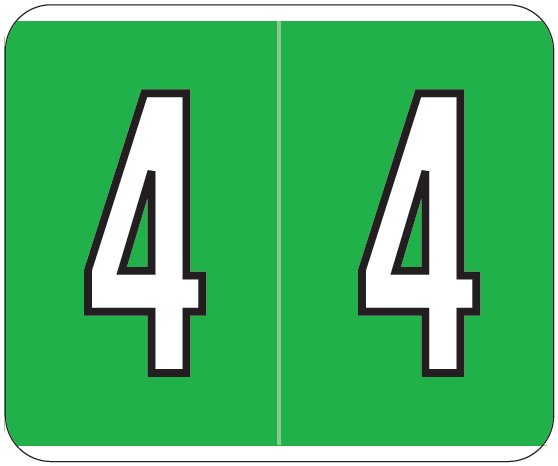 Kardex PSF-138 Match KXNM Series Numeric Roll Labels - Number 4 - Green
