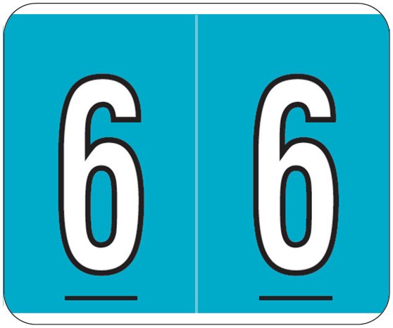 Kardex PSF-138 Match KXNM Series Numeric Roll Labels - Number 6 - Blue