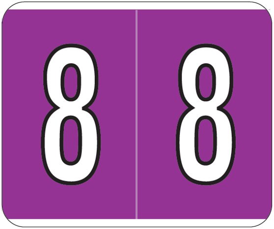 Kardex PSF-138 Match KXNM Series Numeric Roll Labels - Number 8 - Purple